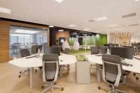 办公室实木地板装修装潢效果图