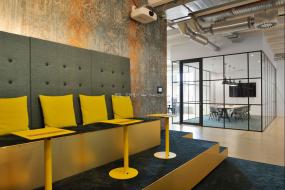 办公室瓷砖木地板装饰装修效果图