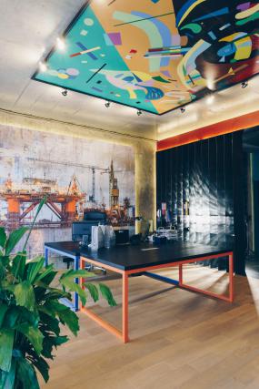 办公室多层复合木地板装修装潢效果图