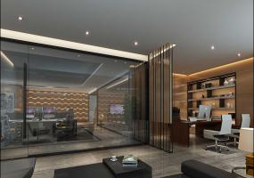 新中式办公室装潢效果图