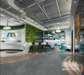 高档办公室石膏板背景墙装修图片