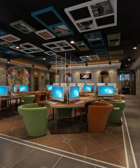 电竞网咖装修设计效果图