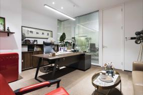 现代中式办公室装潢效果图