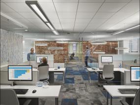 开敞式办公室装修高清效果图