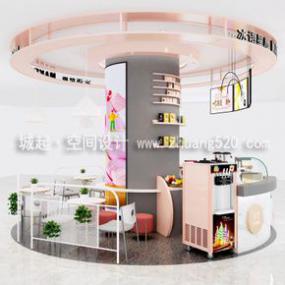 简约风格奶茶店装修高清效果图