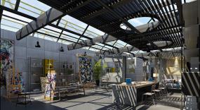 现代办公室布置集成吊顶装修效果图