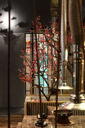 火锅店店面装饰设计图,快餐店空间设计效果图