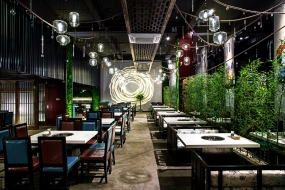 火锅店装饰效果图,火锅店装饰布局图