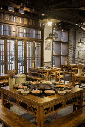 火锅店设计效果图,火锅店设计布局图