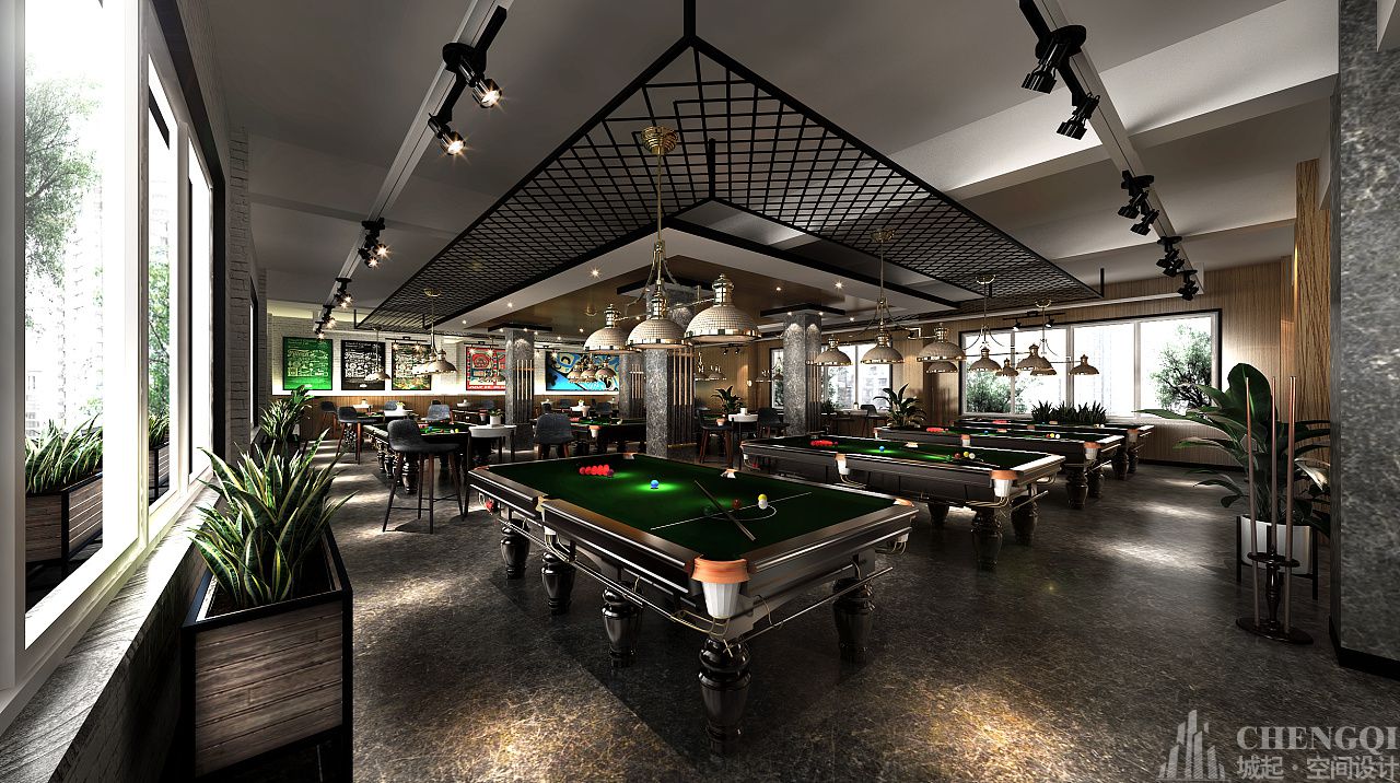 台球俱乐部空间设计实景图,台球俱乐部空间设计案例图