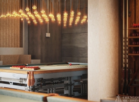 台球俱乐部装修设计效果图,台球厅空间装饰案例图