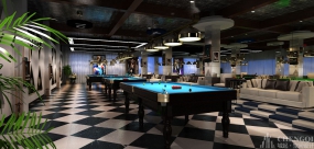  台球室装修设计实景图,台球室装修设计图片