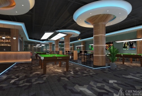 台球室空间装饰案例图,台球室空间装饰效果图