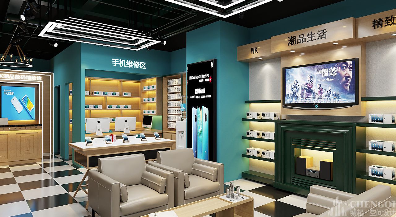 手机体验店设计效果图,手机体验店装修设计图片