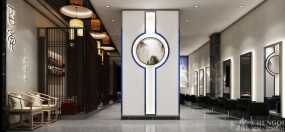 理发店装修布局图,理发店装修实景图