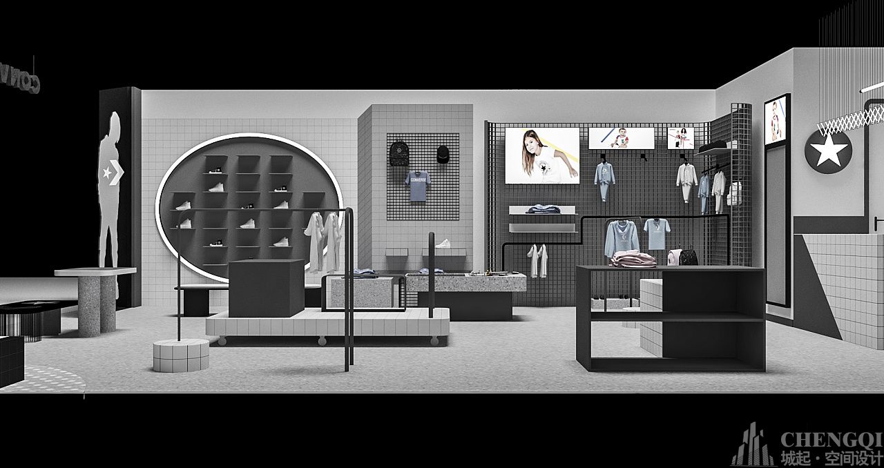 儿童生活用品装修设计效果图,童装店空间装饰实景图