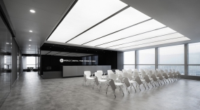 黑白灰风格办公室前台设计图片