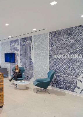 国外办公室接待区背景墙装修效果图