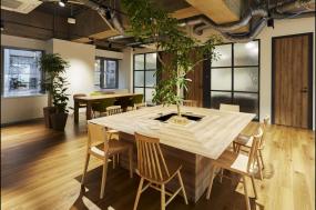 loft办公室移动办公区家具摆放效果图