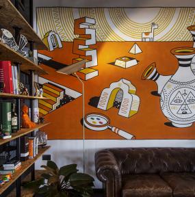 办公室休闲区背景墙装修设计效果图片