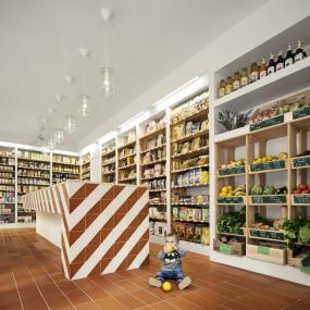 连锁便利店室内货架装修设图片