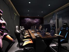 网吧室内吧台装修效果图