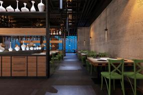 2018简约中式风格火锅店室内装修效果图片