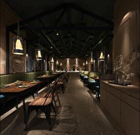 中式风格火锅店装修设计效果图