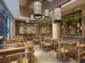 现代风格火锅店吊顶装修图片