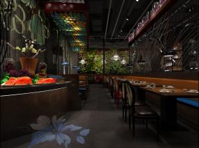 湘菜饭店室内镂空隔断装修效果图