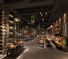 中式主题餐厅效果图