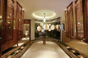 中式spa会所背景墙装饰装修效果图片案例