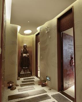 中式spa会所室内装饰画装修效果图片案例