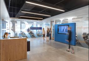 混搭风格办公室前台设计效果图2018图片,办公室前台