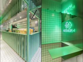 甜品店店面白色地砖装修效果图片