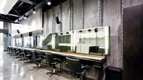 灰色地砖美发店室内设计装修效果图片