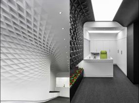 国外大办公室隔断式办公桌设计效果图