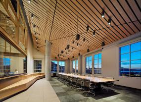 会议室明亮生态木吊顶效果图
