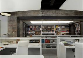 小型办公室隔断式办公桌装潢设计效果图