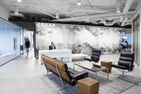 简约办公室前台装潢设计效果图片