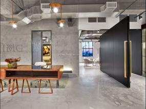 体育运动公司前台装修高清效果图