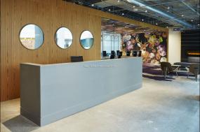 体育运动公司前台装潢效果图