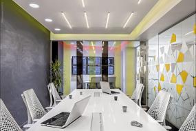 贸易公司玻璃隔断设计装潢图片