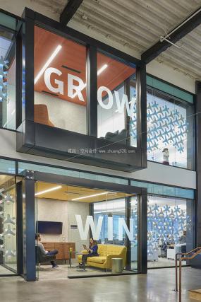 贸易公司玻璃隔断装修装潢效果图