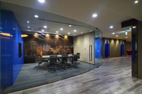 办公室三层实木地板装修高清效果图