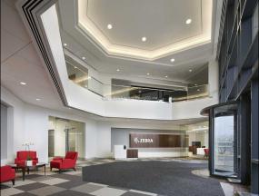 最新前台logo墙装修设计效果图