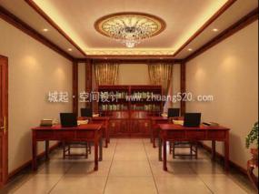 中式传统风格办公室装修高清效果图