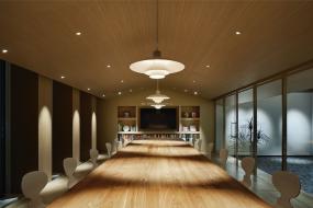 现代办公室吊顶办公桌摆放设计图赏析