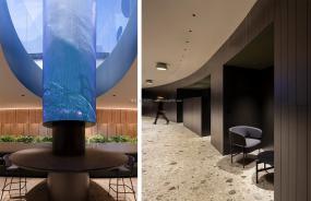 大型办公室石膏板吊顶装修效果图片