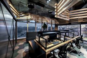 现代办公室风格书架装修效果图片